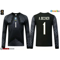 Otroške Nogometnih dresov Brazilija Alisson Becker #1 Vratar Domači SP 2026 Dolgi rokavi (+ hlače)